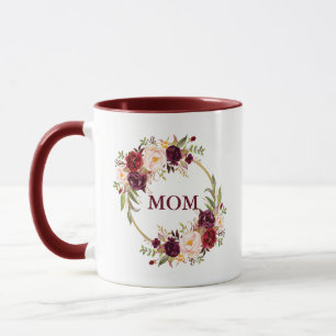 Mug Maman Burgundy Aquarelle Or Floral