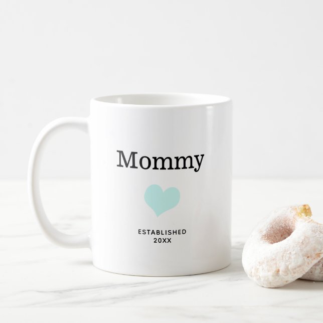 Mug Maman, Coeur Bleu, Photo unique personnalisée (Avec donut)