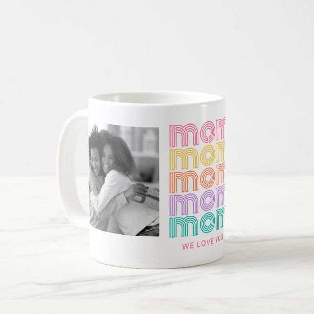 Mug Maman | Colorful Bright Disco Style Texte et photo (Devant gauche)