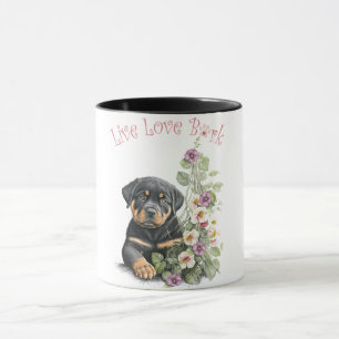 Mug Maman de Rottweiler Fleurie