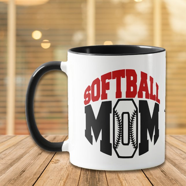 Mug Maman de softball rouge personnalisée (Créateur téléchargé)