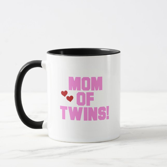 Mug Maman de T-shirts et cadeaux Twins-Pink (Gauche)