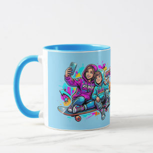 Mug Maman & Fils Skateur : Nom Personnalisé Cof