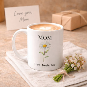 Mug Maman Fleur de Naissance d'Avril avec les Prénoms 