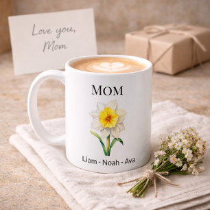 Mug Maman Fleur de naissance de décembre avec les prén