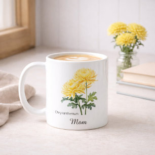Mug Maman fleur de naissance de novembre chrysanthème