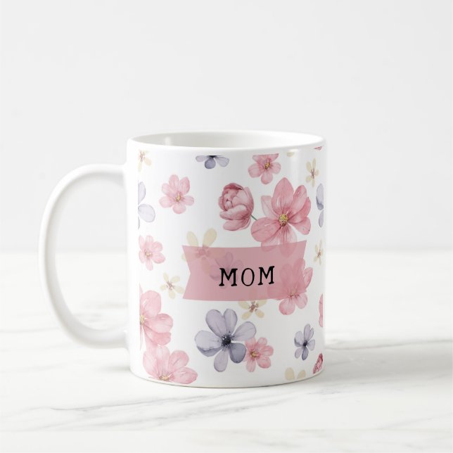 Mug Maman Florale rose et violet (Gauche)