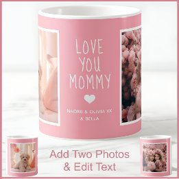 Mug Maman I Love You Photos Moderne Rose C51 & Blanc