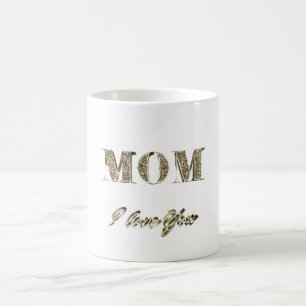 Mug Maman Je t'aime Gold Sparkles Typographie