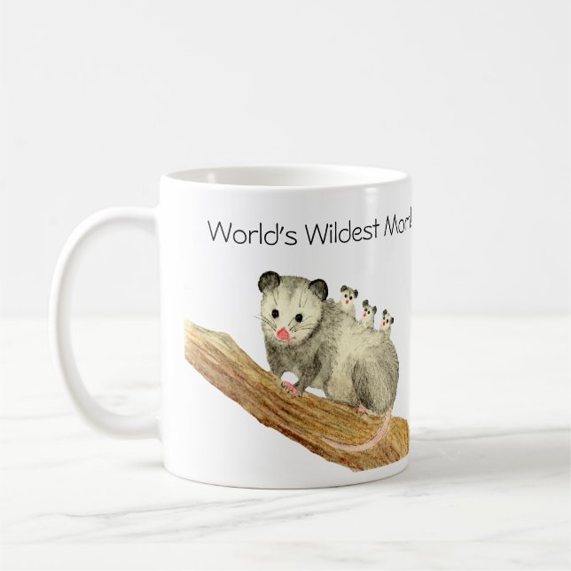 Mug Maman la plus folle du monde ! Opossum et bébés (Gauche)