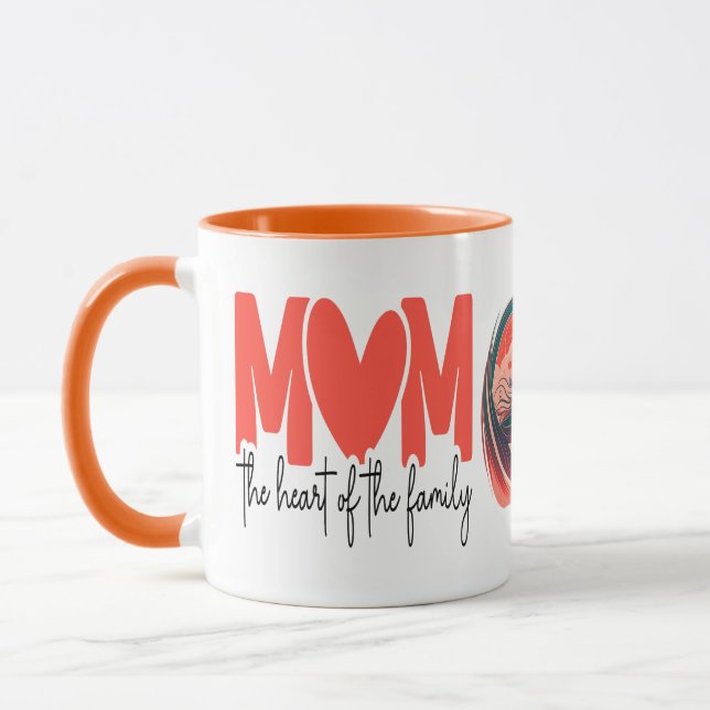 Mug Maman Le Coeur de la famille, Cadeau pour maman (Gauche)