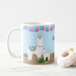Mug Maman Llama et point de polka bleu de lama de béb