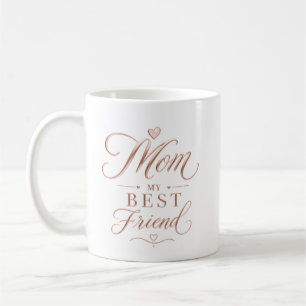 Mug Maman Ma Meilleure Amie Typographie Rose Doré Élég