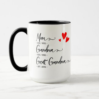 Mug Maman Mamie Arrière-grand-mère Année Personnalisée