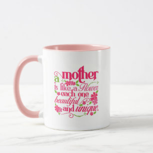 Mug Maman mignonne art floral de mots