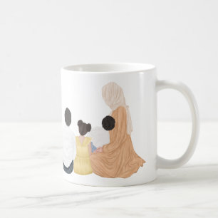 Mug Maman musulmane avec 2 fils et 1 fille Personnalis