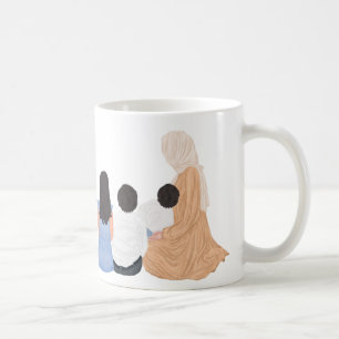 Mug Maman musulmane avec 2 fils et 1 fille Personnalis