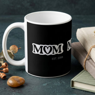 Mug Maman Noir et Blanc Établie Élégant Cœur Mignon