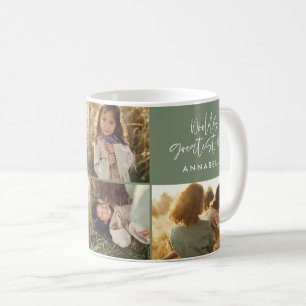 Mug Maman Photo collage sage vert moderne mère jour