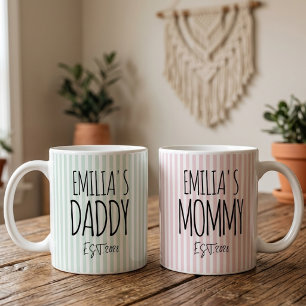 Mug Maman Rayures roses personnalisé pour la fête de
