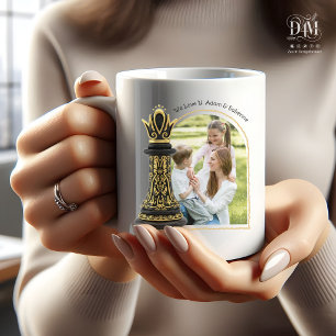 Mug MAMAN Reine de ma vie, Écriture Dorée Échiquier No