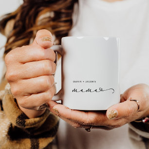 Mug Maman   Script chic et coeur avec des noms d'enfan