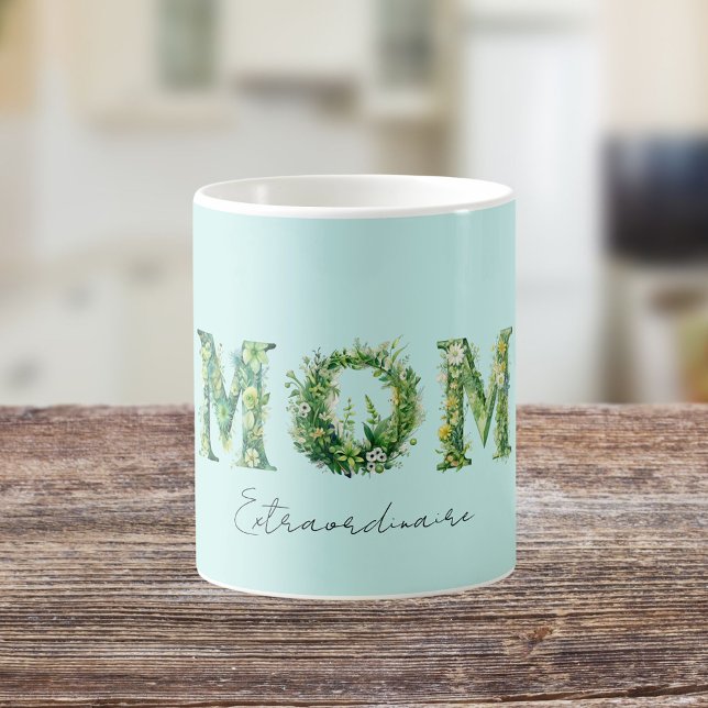 Mug Maman Typographie Florale Extraordinaire (Créateur téléchargé)