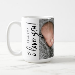 Mug Mamie moderne Je t'aime Photo de bébé Personnalisé