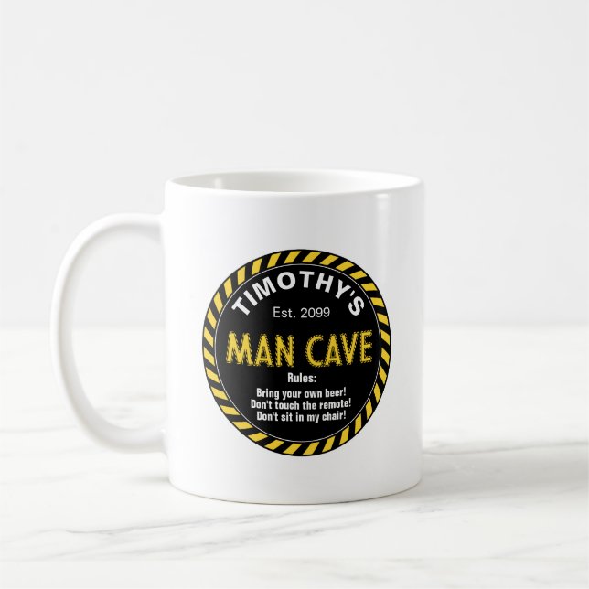 Mug Man Cave Attention Tape Effet & Règles (Gauche)