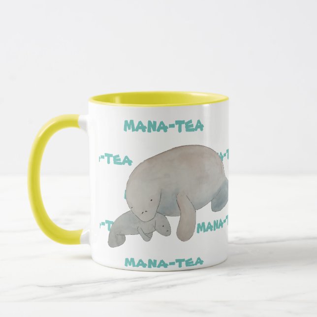 Mug Mana-tea drôle Pun Manatee (Gauche)