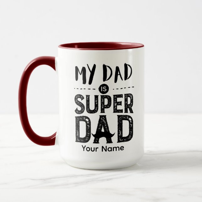 Mug Manche Rouge Mon Père Est Super Papa Coffee Cup (Gauche)