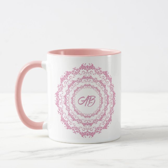 Mug Mandala à fleurs ethniques. Couronne florale (Gauche)
