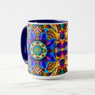 Mug Mandala bleu soleil 