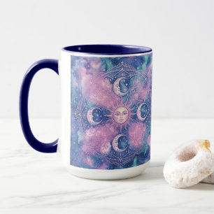 Mug Mandala Galaxie Nébuleuse Soleil & Lune Céleste