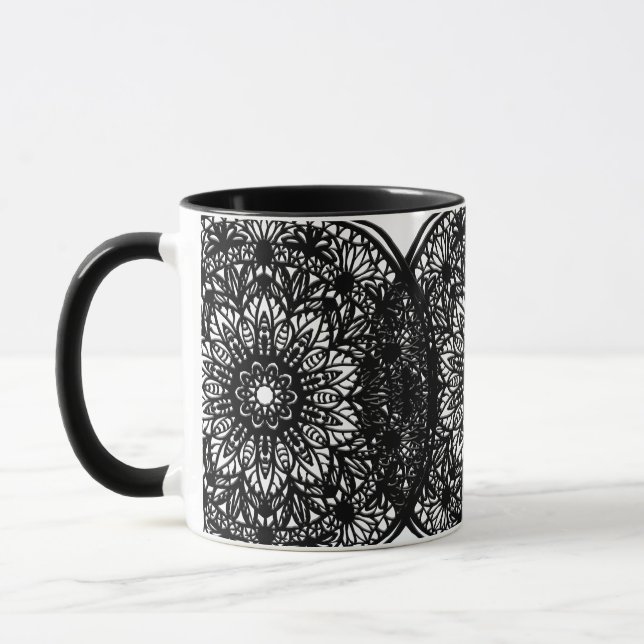 Mug Mandala noir et blanc (Gauche)