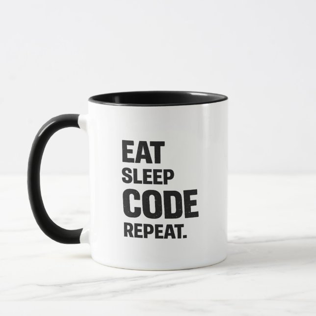 Mug Manger Dormir Code Répéter – Humour de Programmeur (Gauche)