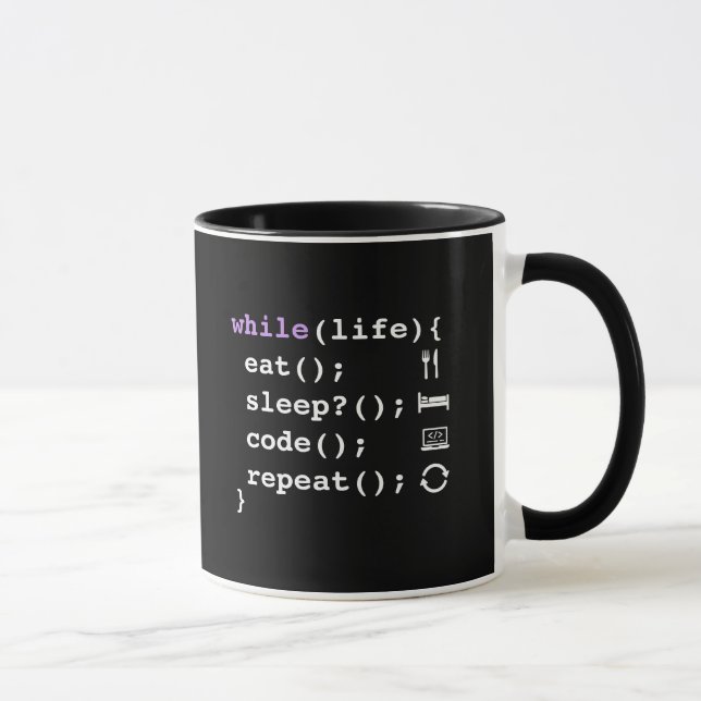 Mug Manger Dormir Coder Répéter | Programmeur Minimali (Droite)