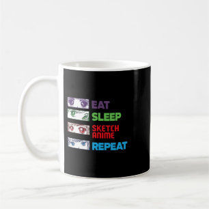 Mug Manger Dormir Croquis Anime Répéter Croquis Drôle 