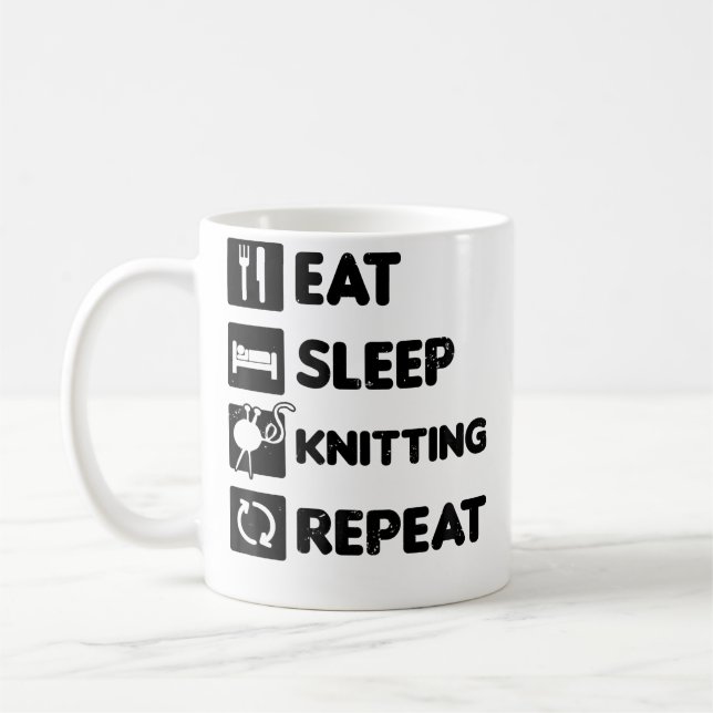 Mug Manger Dormir Répéter Conception Tricot Grand-mère (Gauche)