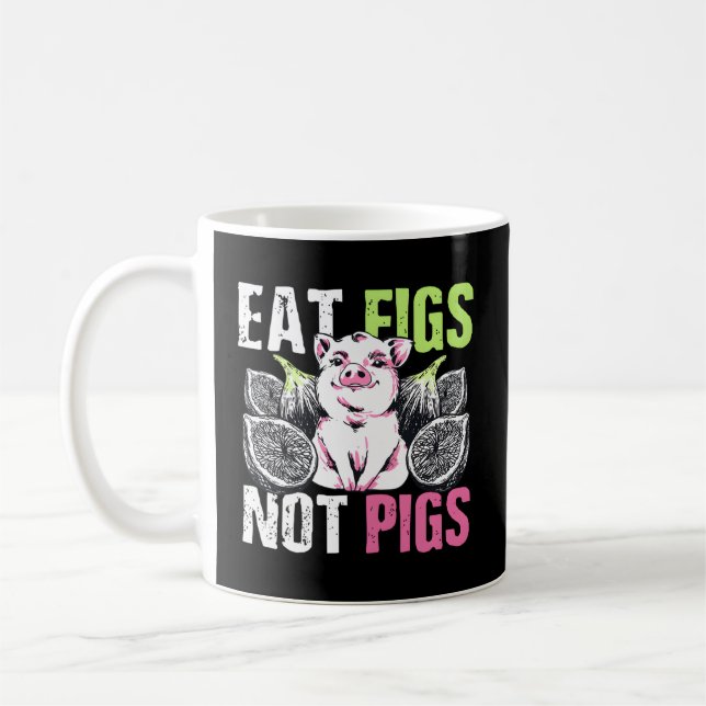 Mug Manger Figues et non porcelets Vegan Herbivore Pun (Gauche)