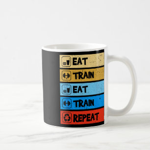 Mug Manger S'entraîner Répéter Force Sports Gym Drôle 
