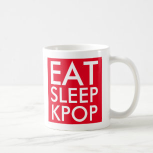 Mug Manger Sleep Kpop   Music Fan Cadeau rouge blanc