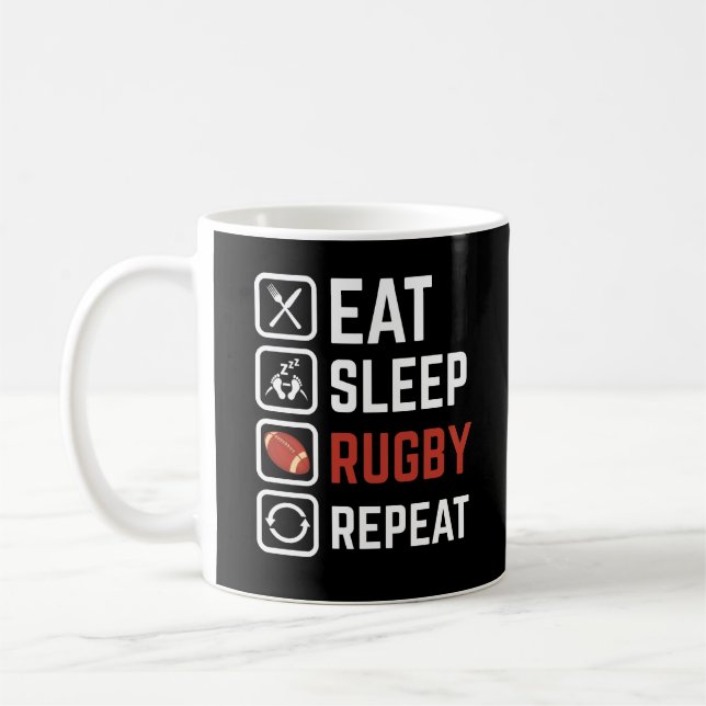 Mug Manger Sleep Rugby Répéter Sport Cadeau (Gauche)