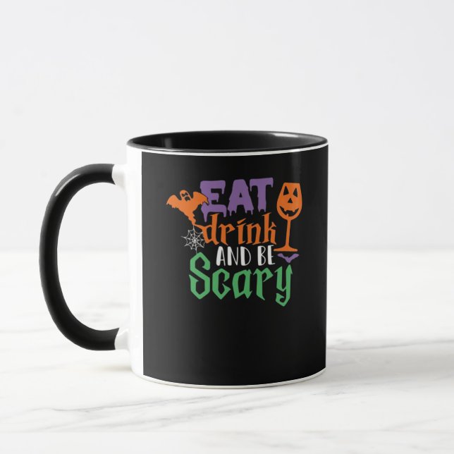 Mug Mangez Boire Et Soyez Effrayant Halloween Classiqu (Gauche)