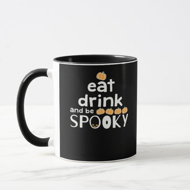 Mug Mangez Boire Et Soyez Éffrayant Happy Halloween Fu (Gauche)