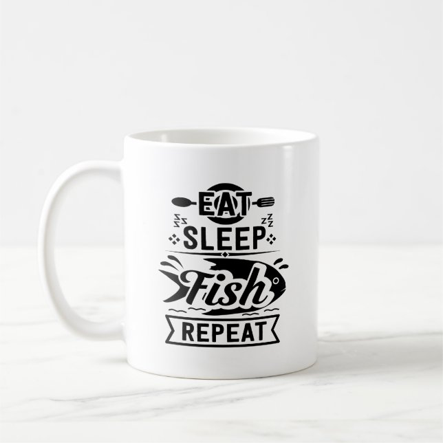 Mug Mangez du poisson endormi Répétez la typographie M (Gauche)