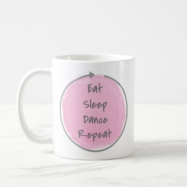 Mug Mangez la danse du sommeil Répéter en rose (Gauche)
