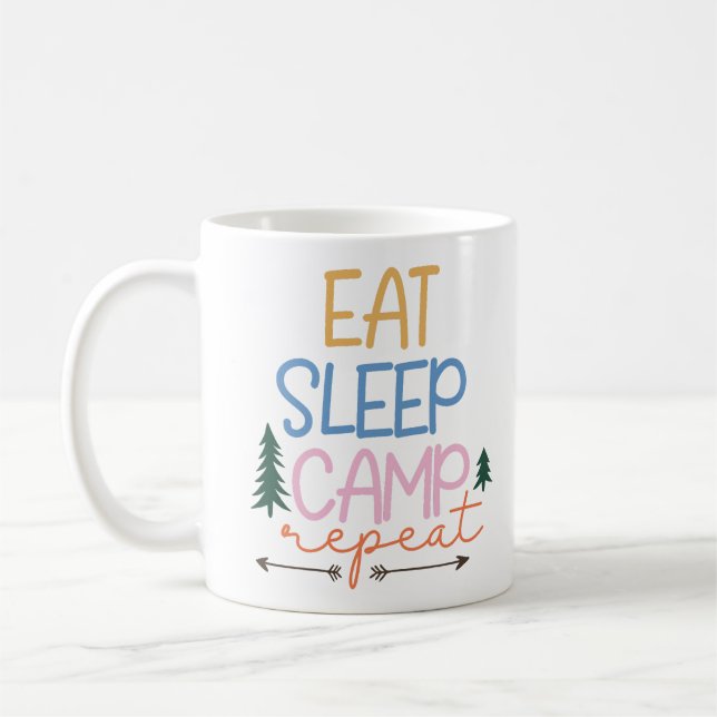 Mug Mangez le camp de sommeil Répéter drôle (Gauche)