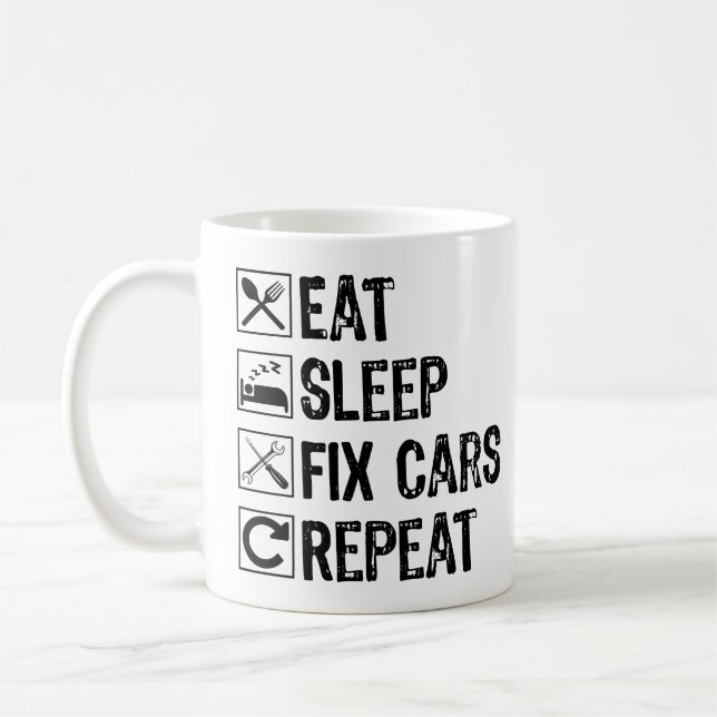 Mug Mangez le sommeil Fixer les voitures Répéter le Co (Gauche)