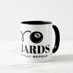Mug Mangez le sommeil jouer à répéter drôle noir 8 bal